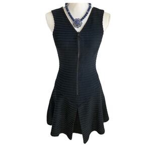 Theory Black Fit Flare Zippered Dress Size 2